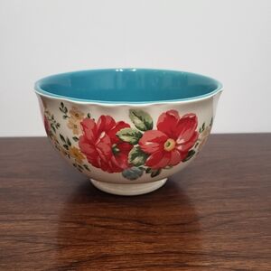 Pioneer Woman Vintage Floral 6" Footed Cereal Soup Bowl Scalloped Edge Stoneware